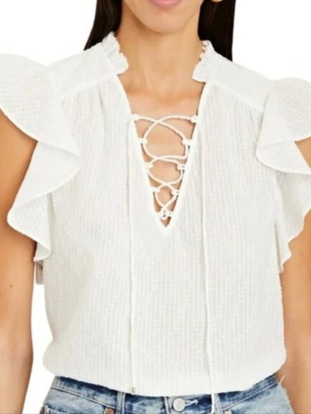 Intermix Florance Flutter White Sleeve Blouse Size P